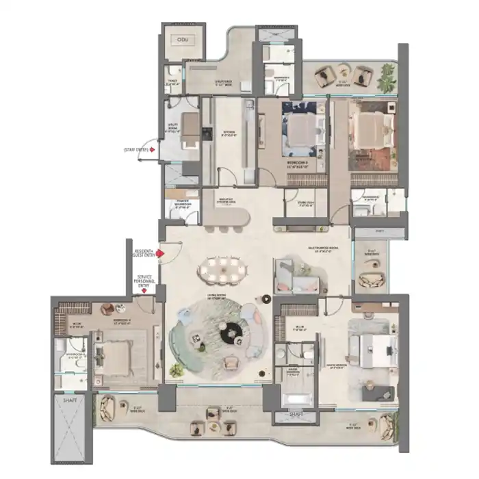 Whiteland Westin Residences Floor Plan 4 BHK